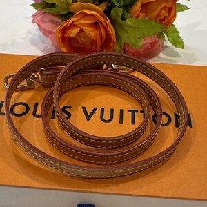 Louis Vuitton Cognac Leather Strap with Gold Hardware